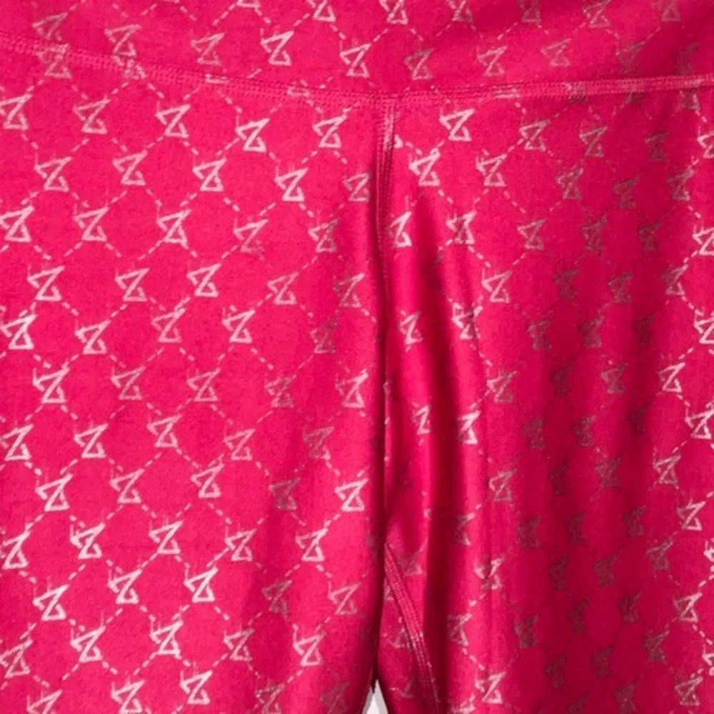 Zumba‎ Wear Girls Pink Silver Metallic Geometric Xspicy Cropped Leggings Size XS
